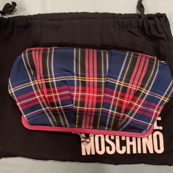 💯 Authentic Moschino Chequered Clutch - Picture 3 of 7